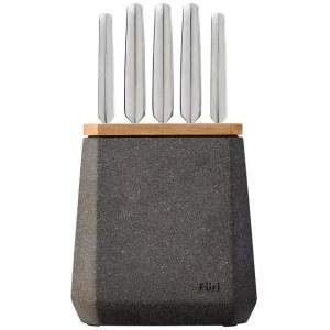 Furi Stone 6 Piece Knife Block Set Flint Terazzo