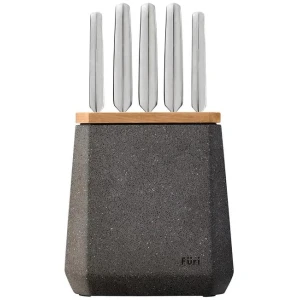 Furi Stone 6 Piece Knife Block Set Flint Terazzo