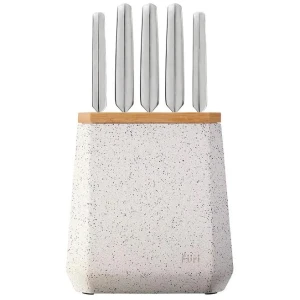 Furi Stone 6 Piece Knife Block Set Sepia Terazzo