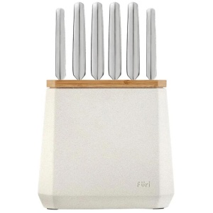 Furi Stone 7 Piece Knife Block Set Snow Terrazzo