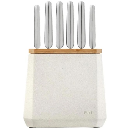 Furi Stone 7 Piece Knife Block Set Snow Terrazzo