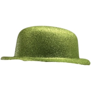 GLITTER BOWLER HAT Fancy Party Plastic Costume Cap Fun Dress Up Sparkle - Lime Green