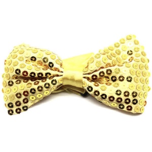 GLITTER SEQUIN BOW TIE Costume Fancy Dress Dance Fancy Shiny Party Bowtie - Yellow