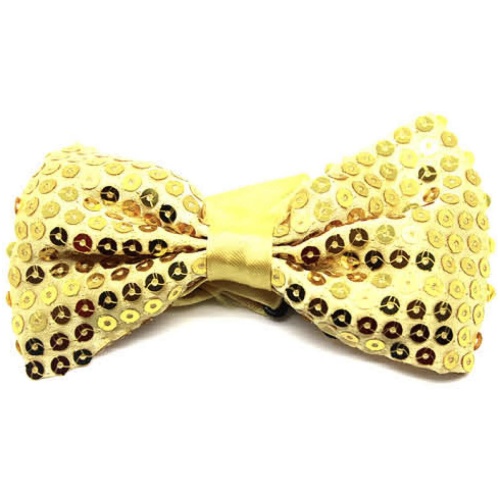 GLITTER SEQUIN BOW TIE Costume Fancy Dress Dance Fancy Shiny Party Bowtie - Yellow