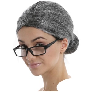 GRANDMA WIG Grey Hair Old Lady Granny Fancy Dress Costume Party Grand Mother