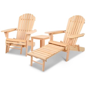 Garden 3 Piece Outdoor Beach Chair and Table Set