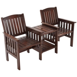 Garden Garden Bench Chair Table Loveseat Wooden Outdoor Furniture Patio Park Charcoal Brown