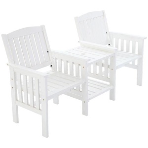 Garden Garden Bench Chair Table Loveseat Wooden Outdoor Furniture Patio Park White