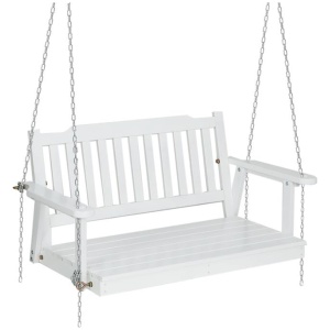 Garden Porch Swing Chair with Chain Garden Bench Outdoor Furniture Wooden White