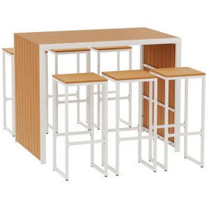 Gardeon 7-Piece Outdoor Bar Set Table Chairs Patio Bistro Set 6 Seater