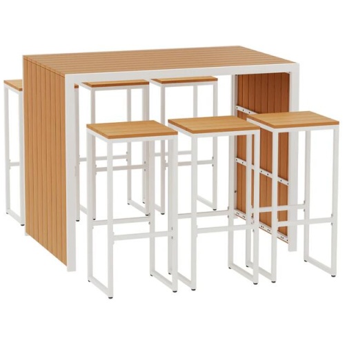 Gardeon 7-Piece Outdoor Bar Set Table Chairs Patio Bistro Set 6 Seater
