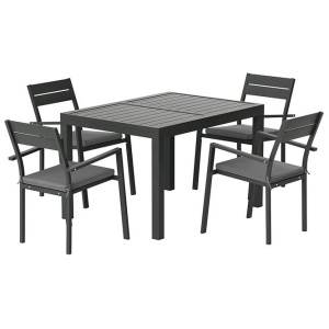 Gardeon Outdoor Dining Set 5 Piece Aluminum Extendable Table Setting Black