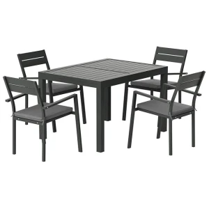Gardeon Outdoor Dining Set 5 Piece Aluminum Extendable Table Setting Black