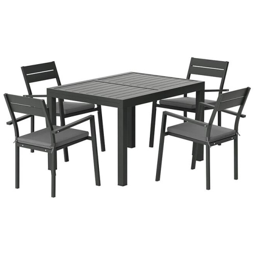 Gardeon Outdoor Dining Set 5 Piece Aluminum Extendable Table Setting Black
