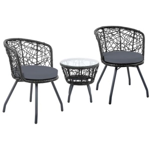 Gardeon Outdoor Patio Chair and Table - Black