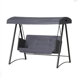 Gardeon Outdoor Swing Chair Garden Bench Furniture Canopy 3 Seater Rattan Grey