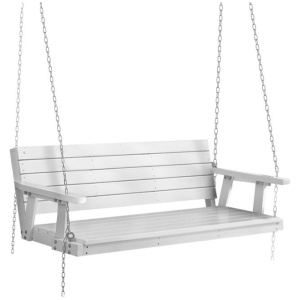 Gardeon Porch Swing Chair with Chain Outdoor Furniture 3 Seater Bench Wooden White