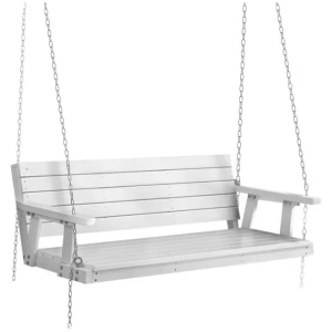 Gardeon Porch Swing Chair with Chain Outdoor Furniture 3 Seater Bench Wooden White