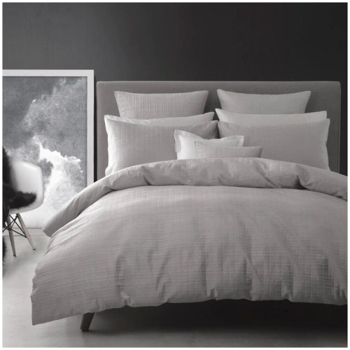 Georges Fine Linens Aurora Silver Lightly Quilted Quilt Cover Set - Queen