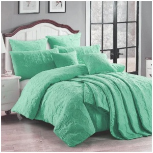 Georges Fine Linens Marguerite Quilt Cover Set Wave Green - Super King