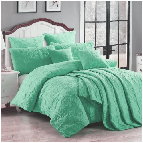 Georges Fine Linens Marguerite Quilt Cover Set Wave Green - Super King