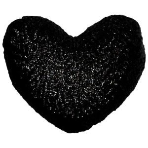 Georges Fine Linens Sequined Heart Shape Filled Cushion - Black