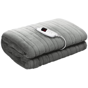 Giselle Bedding Heated Electric Throw Rug Fleece Sunggle Blanket Washable Silver