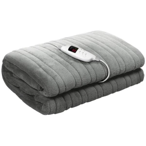 Giselle Bedding Heated Electric Throw Rug Fleece Sunggle Blanket Washable Silver