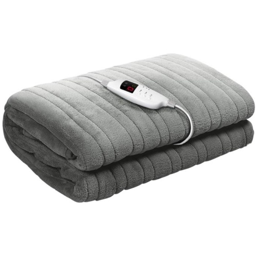 Giselle Bedding Heated Electric Throw Rug Fleece Sunggle Blanket Washable Silver