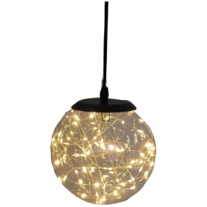 Glass LED Lighting Pendant Light w/ Timer Hanging Lantern Lamp - Round