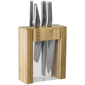 Global Teikoku 5pcs Knife Block Set Japanese Knives