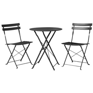Gradeon 3PC Outdoor Bistro Set Steel Table and Chairs Patio Furniture Black