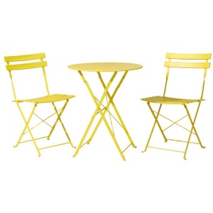 Gradeon 3PC Outdoor Bistro Set Steel Table and Chairs Patio Furniture Yellow