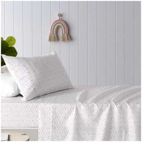 Happy Kids Polka Multi Printed Microfibre Sheet Set King Single