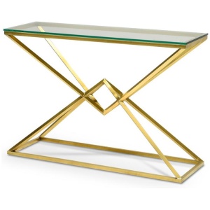 Hayes 1.2m Glass Console Table - Gold Base by Interior Secrets - AfterPay Available