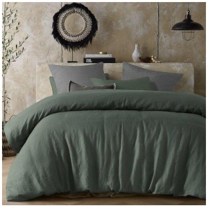 Hemp Sea Green Quilt Cover by Vintage Design Homeware Queen