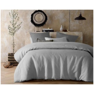 Hemp Silver Quilt Cover by Vintage Design Homeware Queen