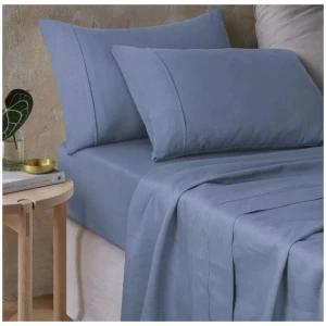 Hemp Sky Blue Sheet Set by Vintage Design Homeware King
