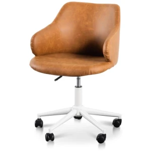 Hester Office Chair - Vintage Tan with White Base by Interior Secrets - AfterPay Available