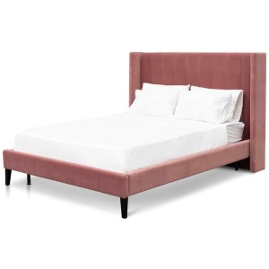 Hillsdale King Bed Frame - Blush Peach Velvet by Interior Secrets - AfterPay Available