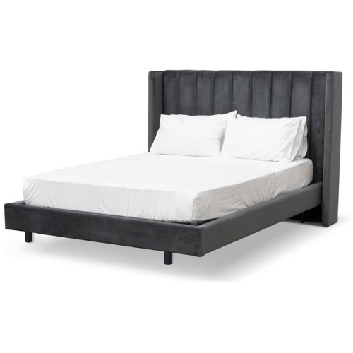 Hillsdale King Bed Frame - Charcoal Velvet by Interior Secrets - AfterPay Available