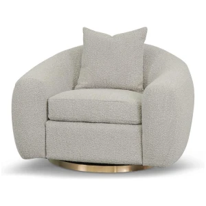 Howard Swivel Armchair - Ash Grey Boucle by Interior Secrets - AfterPay Available
