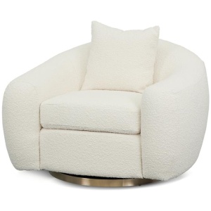 Howard Swivel Armchair - Ivory White Boucle by Interior Secrets - AfterPay Available