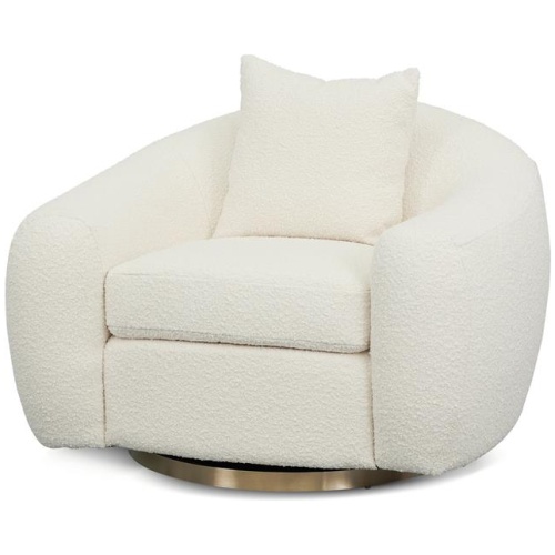 Howard Swivel Armchair - Ivory White Boucle by Interior Secrets - AfterPay Available
