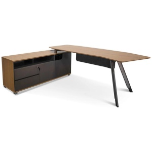 Hubert 2.2m Left Return Grey Office Desk - Natural Top by Interior Secrets - AfterPay Available