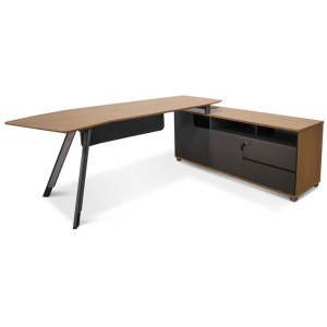 Hubert 2.2m Right Return Grey Office Desk - Natural Top by Interior Secrets - AfterPay Available