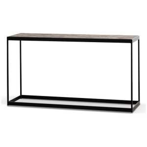 Ian 140cm Console Table in Dark Natural - Black Frame by Interior Secrets - AfterPay Available
