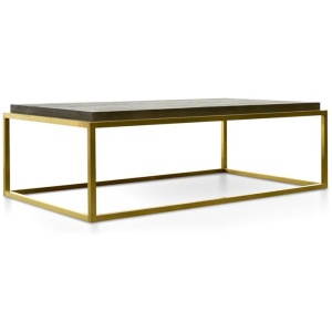 Ian 140cm Wooden Top Coffee Table - Black - Golden - Last One by Interior Secrets - AfterPay Available