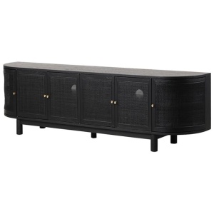 Ibarra 2.2m Rattan Doors TV Entertainment unit - Full Black by Interior Secrets - AfterPay Available