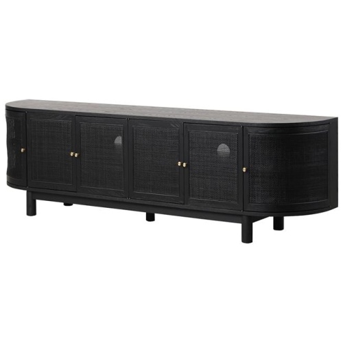 Ibarra 2.2m Rattan Doors TV Entertainment unit - Full Black by Interior Secrets - AfterPay Available